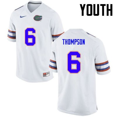 Youth Florida Gators #6 Deonte Thompson NCAA Nike White Authentic Stitched College Football Jersey YLQ0862ZS